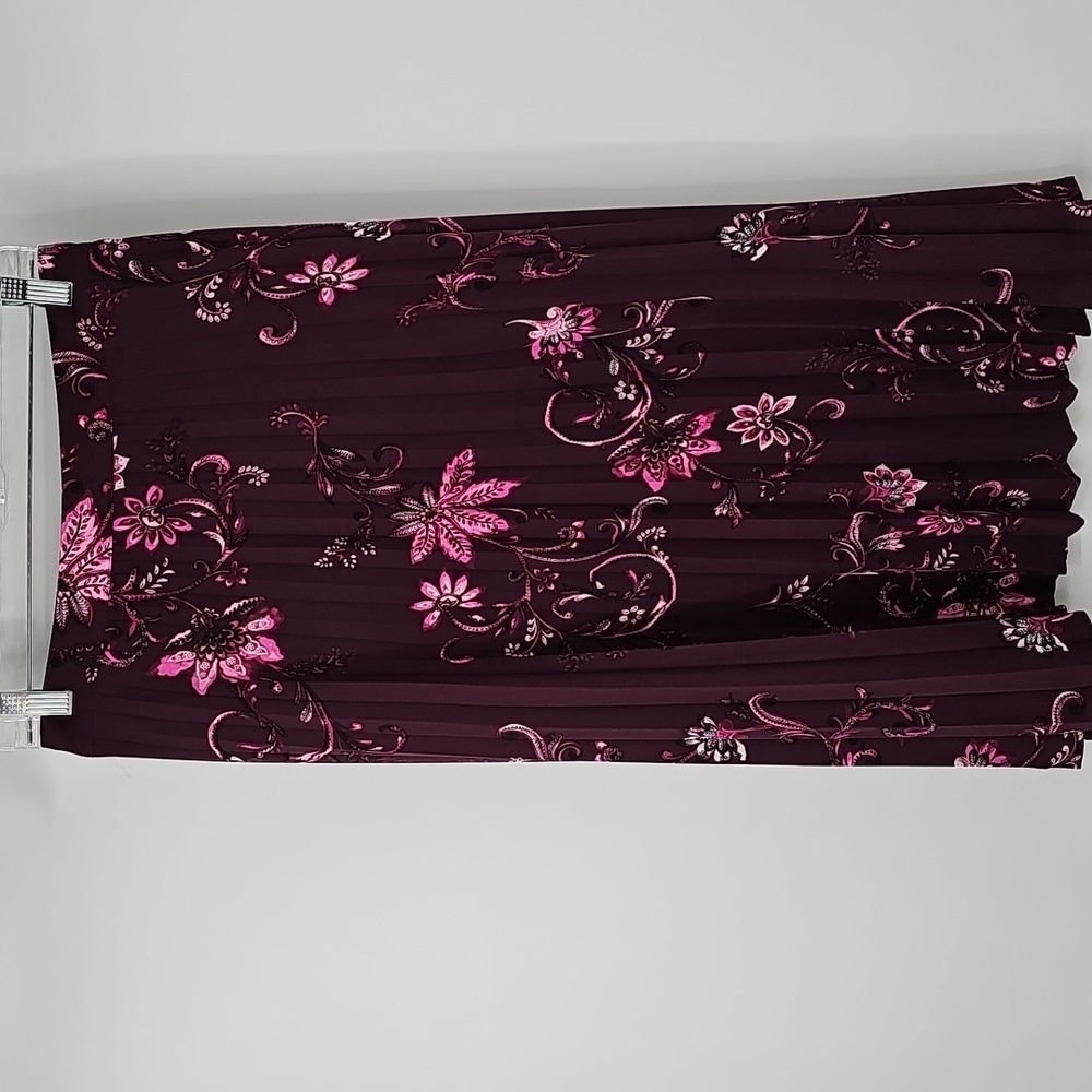 Chico's Pleated Purple Paisley Floral Cottagecore Soft Flowy Midi Skirt Sz:14 - Picture 10 of 12
